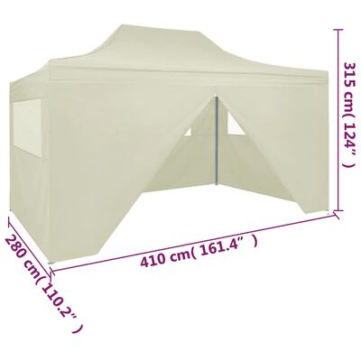 vidaXL Tente de réception pliable avec 4 parois 3x4 m Acier Crème