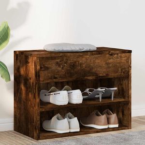vidaXL Banc &agrave; chaussures Ch&ecirc;ne fum&eacute; 60x30x45 cm Bois d'ing&eacute;nierie