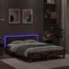 vidaXL Cadre de lit avec LED sans matelas ch&ecirc;ne fum&eacute; 140x190 cm