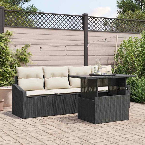 vidaXL Ensemble de canap&eacute; de jardin 5 pcs Noir Poly rotin