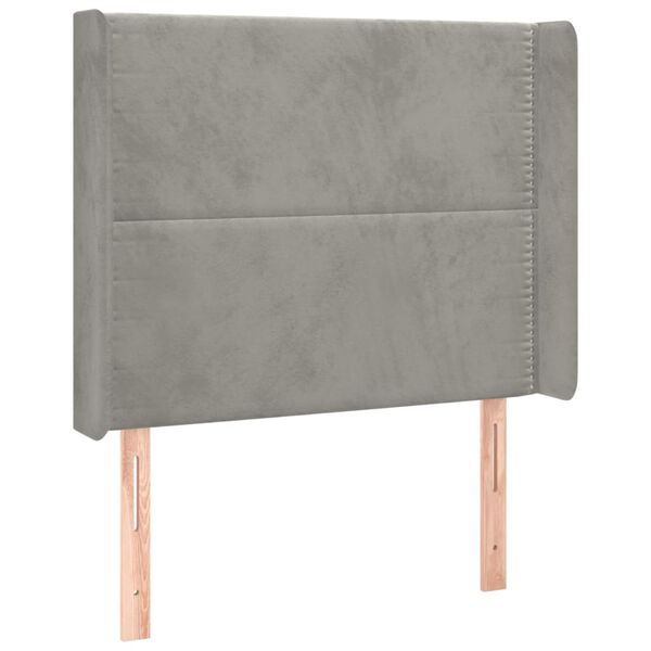 vidaXL T&ecirc;te de lit avec oreilles Gris clair 83x16x118/128 cm Velours