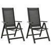 vidaXL Chaises pliantes 2 pi&egrave;ces en textil&egrave;ne et aluminium noir
