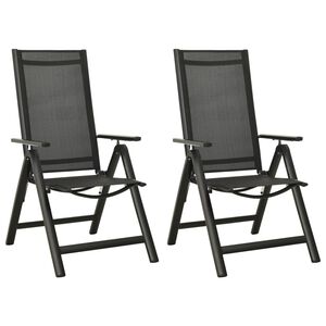 vidaXL Chaises pliantes 2 pi&egrave;ces en textil&egrave;ne et aluminium noir