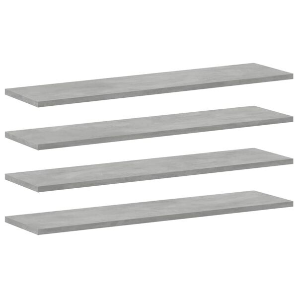 vidaXL Panneaux de biblioth&egrave;que 4 pcs Gris b&eacute;ton 80x20x1,5cm Agglom&eacute;r&eacute;