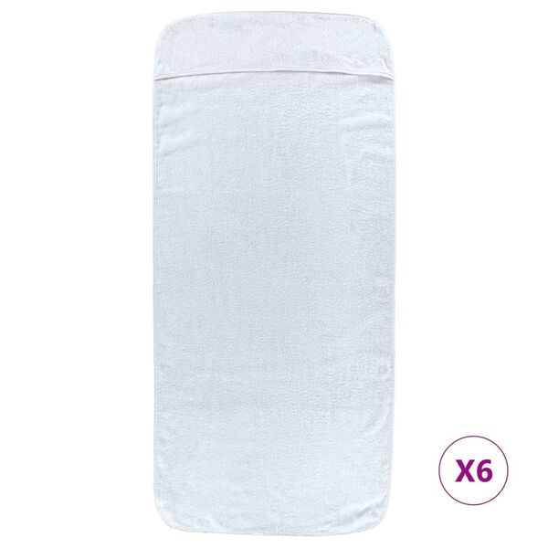 vidaXL Serviettes de plage 6 pcs blanc 60x135 cm tissu 400 GSM