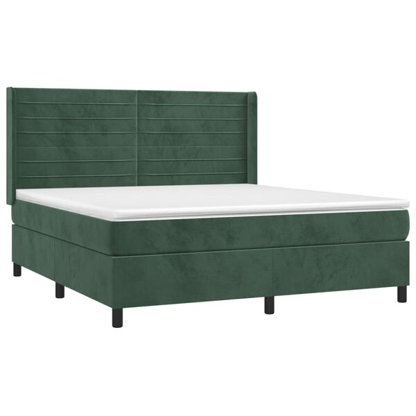 vidaXL Sommier &agrave; lattes de lit et matelas Vert fonc&eacute; 180x200cm Velours