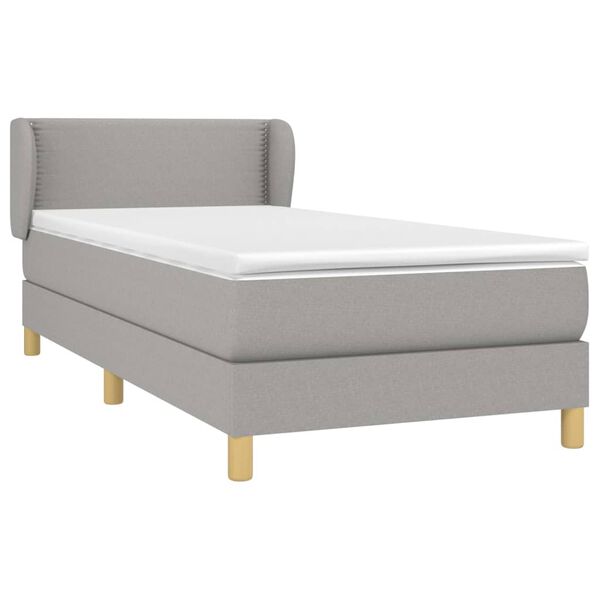 vidaXL Sommier &agrave; lattes de lit avec matelas Gris clair 100x200cm Tissu