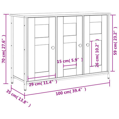 vidaXL Buffet chêne marron 100x35x70 cm bois d'ingénierie