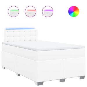 vidaXL Sommier &agrave; lattes de lit avec matelas Blanc 120x200cm Similicuir