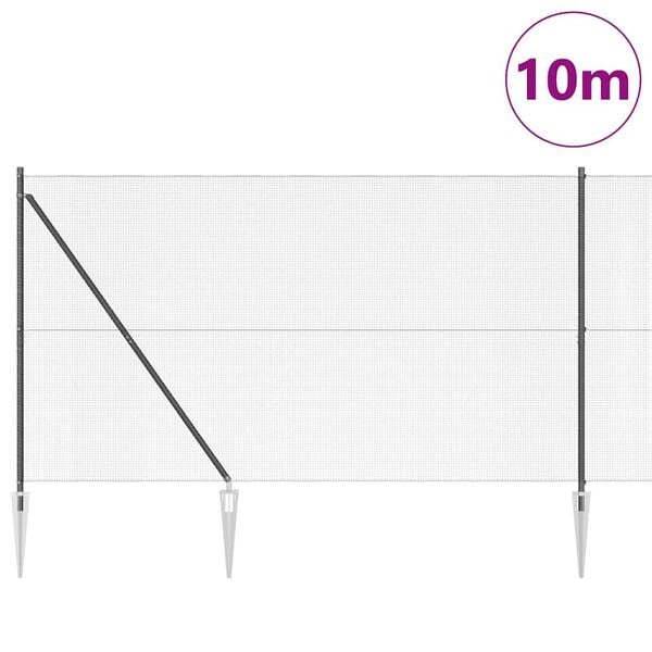 vidaXL Poteau de cl&ocirc;ture. Gris 10 x 1,6 m (maillage de 12 x 12 mm)