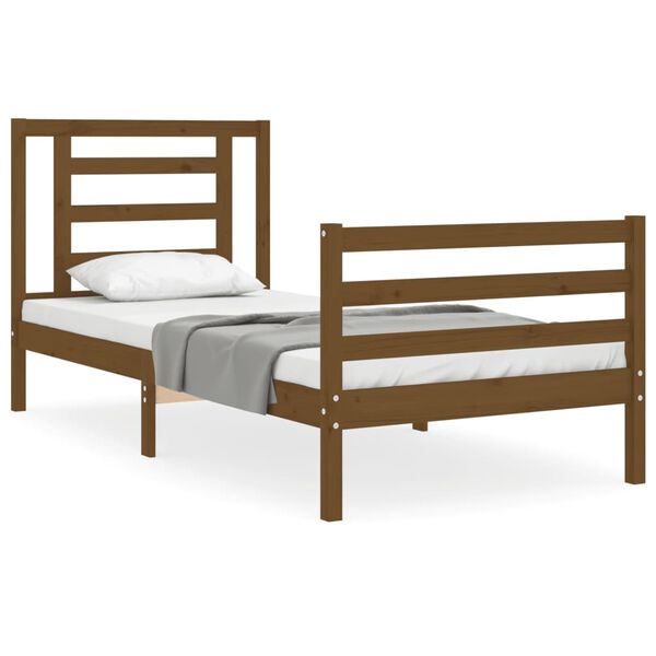vidaXL Cadre de lit sans matelas marron miel 90x200 cm bois massif