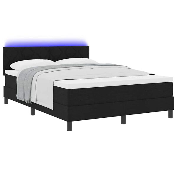 vidaXL Lit &agrave; ressorts avec matelas Noir 140 x 190 cm tissu