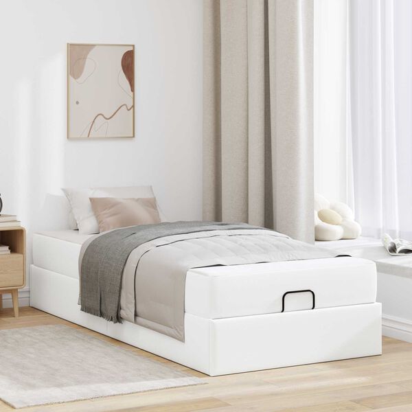 vidaXL Cadre de lit avec matelas avec matelas 2 pcs Blanc PVC