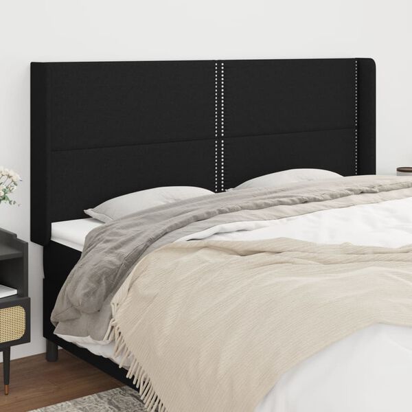 vidaXL Tête de lit avec oreilles Noir 163x16x118/128 cm Tissu