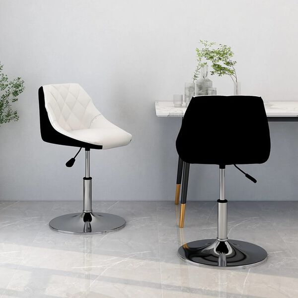 vidaXL Chaises pivotantes &agrave; manger lot de 2 blanc et noir similicuir
