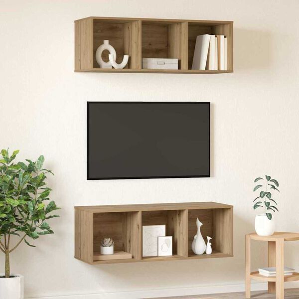vidaXL Ensemble meuble TV 2 pcs Ch&ecirc;ne artisanal 37 x 37 x 107 cm