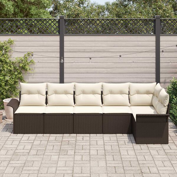 vidaXL Ensemble de canap&eacute; de jardin 6 pcs Marron polyrotin