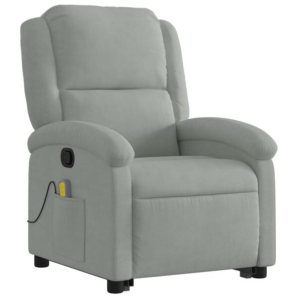 vidaXL Fauteuil de massage inclinable Gris clair Velours
