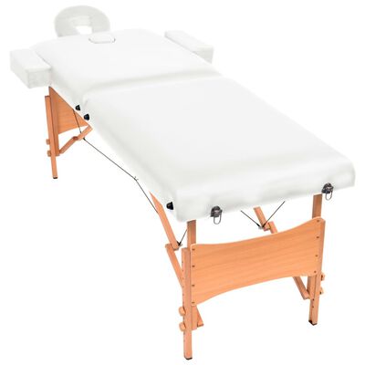 vidaXL Table de massage pliable à 2 zones 10 cm d'épaisseur Blanc