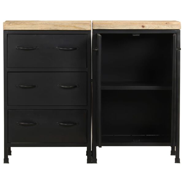 vidaXL Buffet avec 3 tiroirs et 2 portes Bois de manguier brut