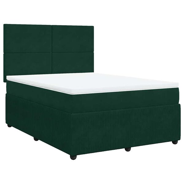 vidaXL Sommier &agrave; lattes de lit et matelas Vert fonc&eacute; 140x190cm Velours