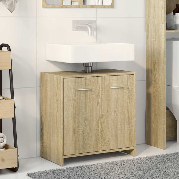 vidaXL Armoire lavabo de salle de bain ch&ecirc;ne sonoma 60x33x60 cm
