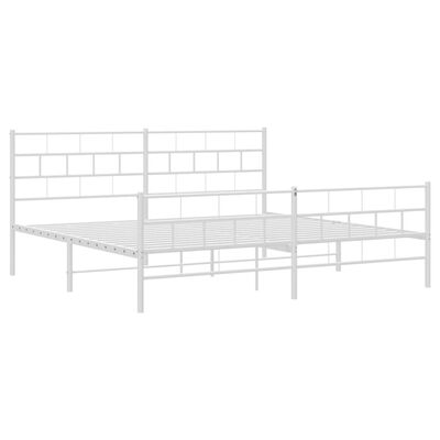 vidaXL Cadre de lit métal sans matelas et pied de lit blanc 180x200 cm