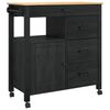 vidaXL Chariot de cuisine MONZA Noir 84 x 40 x 88,5 cm