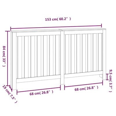 vidaXL Cache-radiateur Blanc 153x19x84 cm Bois massif de pin