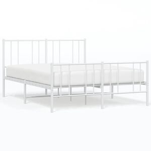 vidaXL Cadre de lit m&eacute;tal sans matelas et pied de lit blanc 150x200 cm