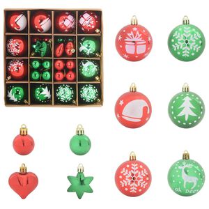 vidaXL Ensemble de Boules de No&euml;l 40 pc Rouge et vert &Oslash; 6 cm Plastique