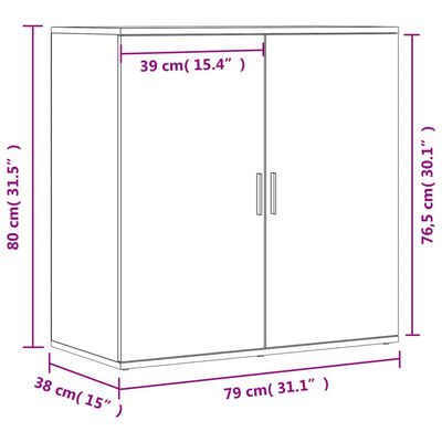 vidaXL Buffet chêne marron 79x38x80 cm bois d'ingénierie