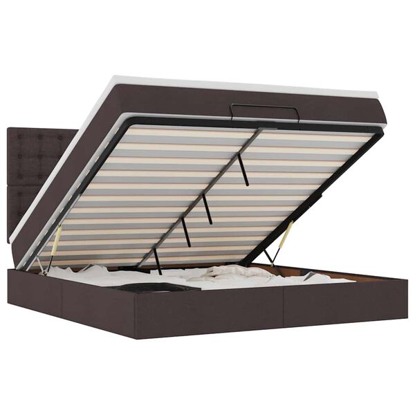 VidaXL Cadre de lit ottoman avec matelas marron fonc&eacute; 160x200 cm tissu