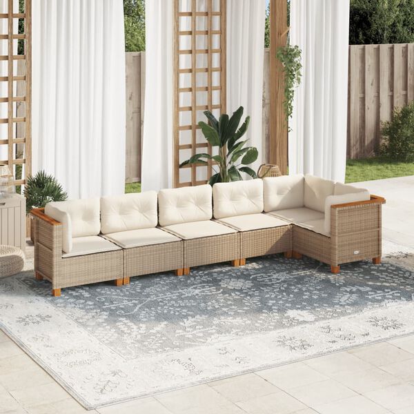 vidaXL Salon de jardin avec coussins 6 pcs beige r&eacute;sine tress&eacute;e