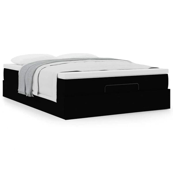 VidaXL Cadre de lit ottoman avec matelas noir 140x190 cm tissu