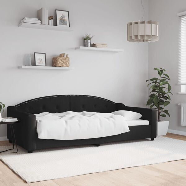 vidaXL Lit de repos sans matelas noir 100x200 cm tissu
