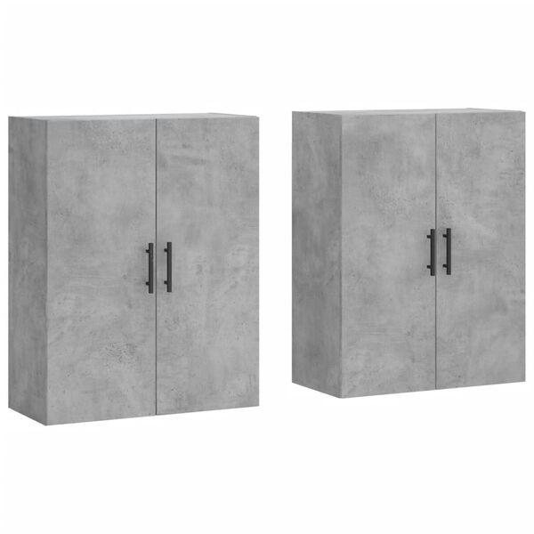 vidaXL Armoires murales 2 pcs gris b&eacute;ton 69,5x34x90 cm