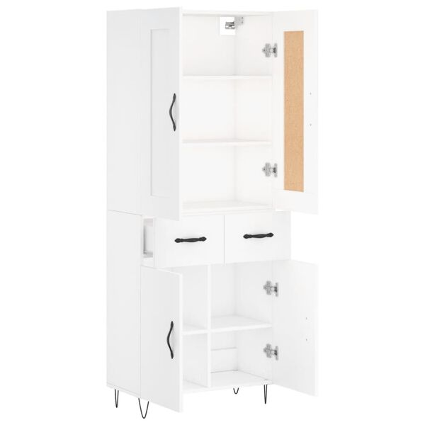 vidaXL Buffet haut Blanc 69,5x34x180 cm Bois d'ing&eacute;nierie