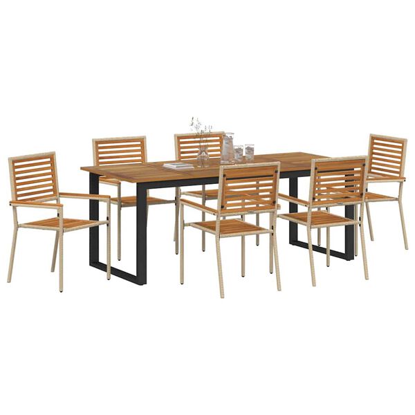 vidaXL Ensemble de salle &agrave; manger pour jardin 7 pcs Beige