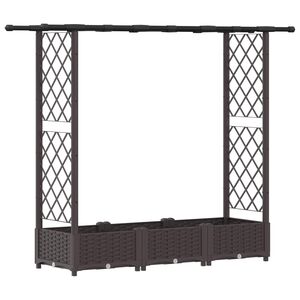 vidaXL Lit &Eacute;lev&eacute; avec Treillis et Toit Marron 164 x 40 x 123 cm PP