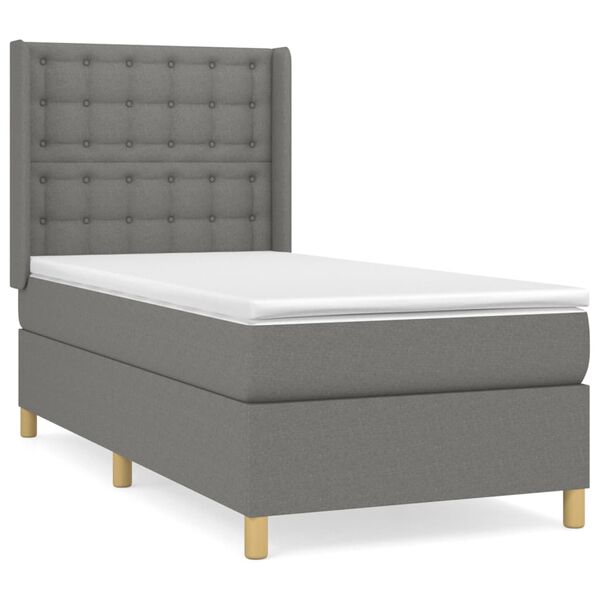 vidaXL Sommier &agrave; lattes de lit avec matelas Gris fonc&eacute; 80x200 cm Tissu