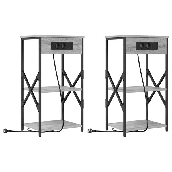 vidaXL Cabinet de chevet 2 pcs Gris Sonoma 41 x 31 x 76 cm