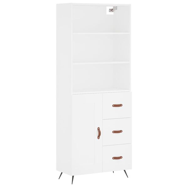 vidaXL Buffet haut Blanc 69,5x34x180 cm Bois d'ing&eacute;nierie