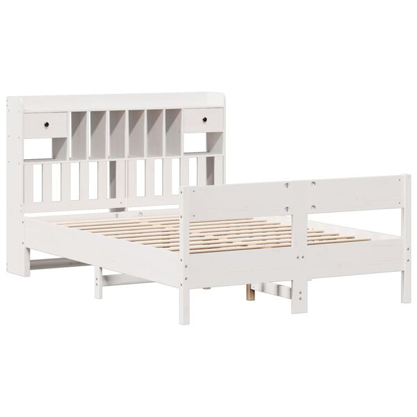 vidaXL Lit biblioth&egrave;que sans matelas blanc 160x200 cm bois pin massif