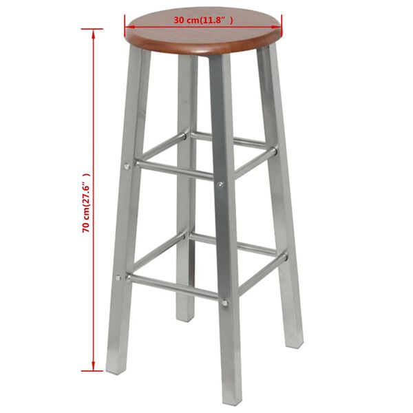 vidaXL Tabouret de bar lot de 2 m&eacute;tal avec si&egrave;ge en MDF