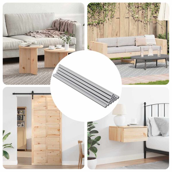 vidaXL Tige filet&eacute;e 12 pcs Argent&eacute; 6 x 135 mm Acier