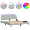 vidaXL Cadre de lit avec LED sans matelas Hanko gris clair 183x213 cm velours