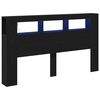 vidaXL T&ecirc;te de lit LED avec &eacute;tag&egrave;re Ch&ecirc;ne noir 180 x 18,5 x 103,5 cm