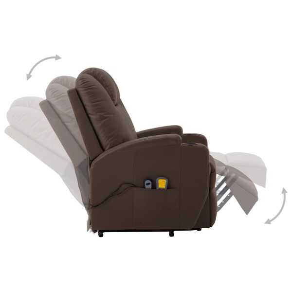 vidaXL Fauteuil de massage Marron Similicuir