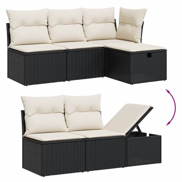 vidaXL Salon de jardin 7 pcs avec coussins noir r&eacute;sine tress&eacute;e